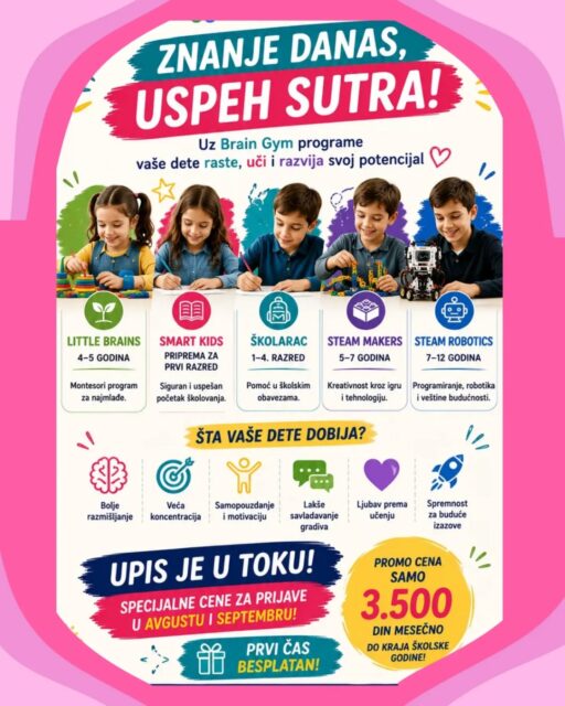 Sveobuhvatni programi koji pomažu vašem detetu i uvode ga u svet znanja,radoznalosti i zanimljivosti. 
Pišite nam u DM. za više informacija 📌